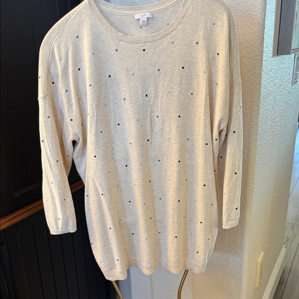 J Jill Sweater with Blue Polka Dots